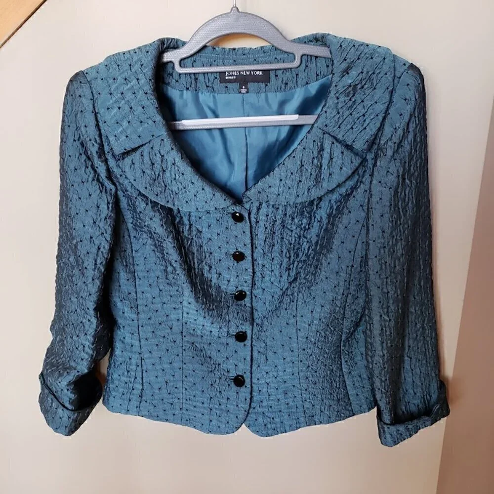 Jones New York Teal Tailored Jacket Size 6 - Picture 2 of 10